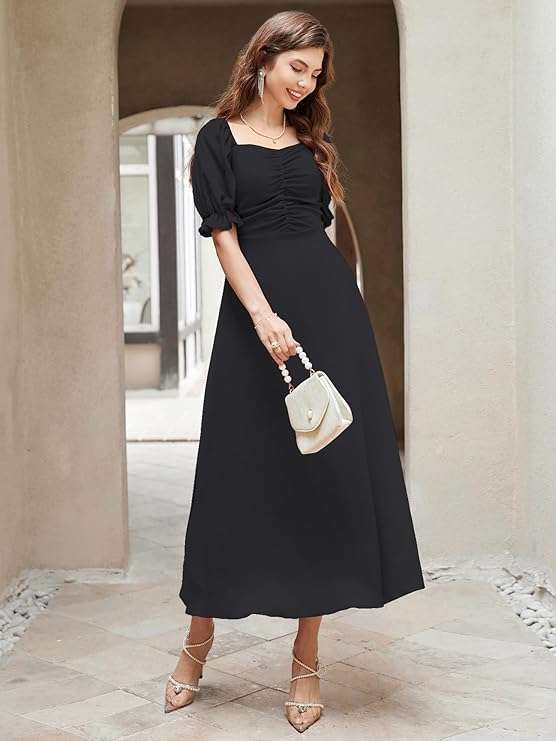 Women's Solid A-Line Maxi Dress