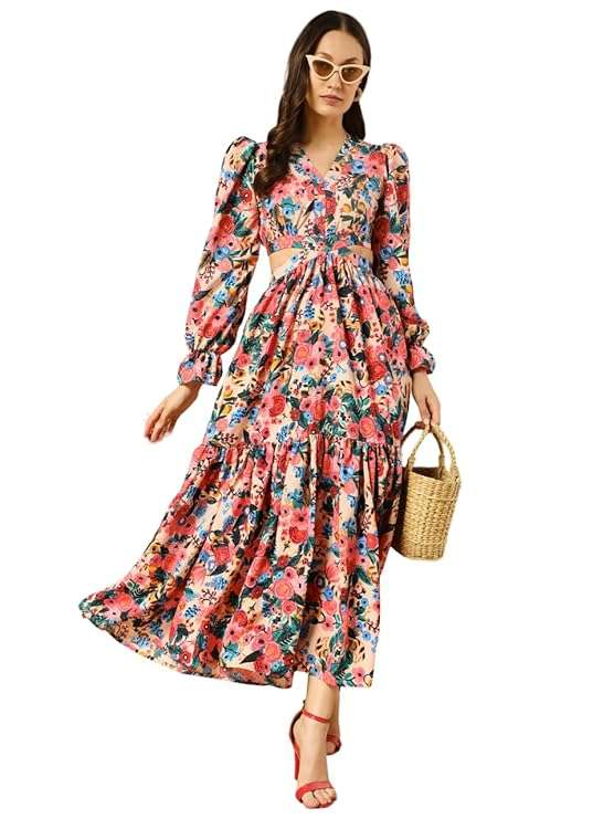 Women's Crepe A-Line Maxi Casual Dress