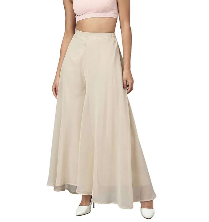 Women’s Georgette Flared Freesize Sharara Palazzo Pant