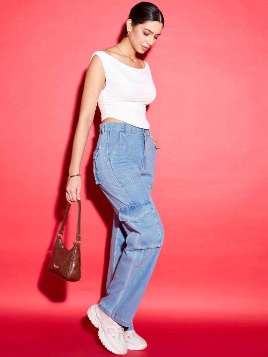 White Cowl Neck Crop Top