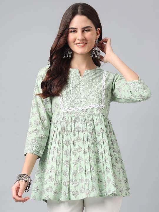 Women Ethnic Motifs Print Cotton Empire Top