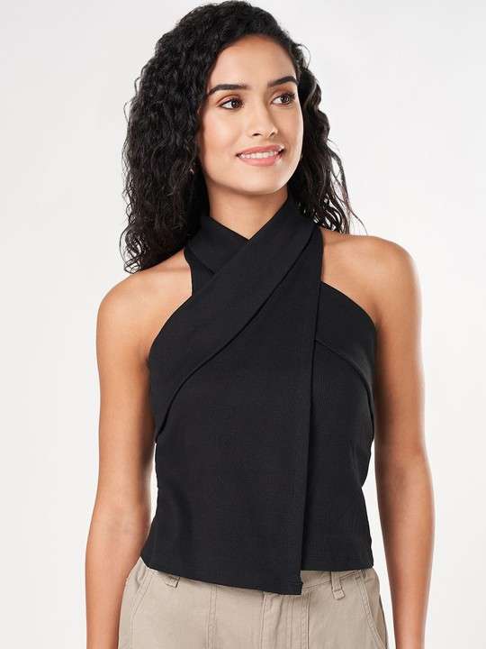 Women Halter Neck Cotton Wrap Top