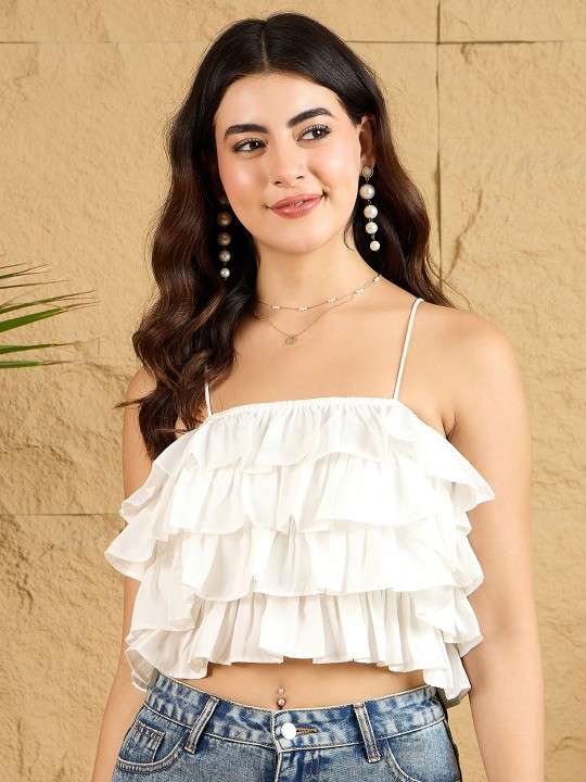 Women Ruffles Crop Top