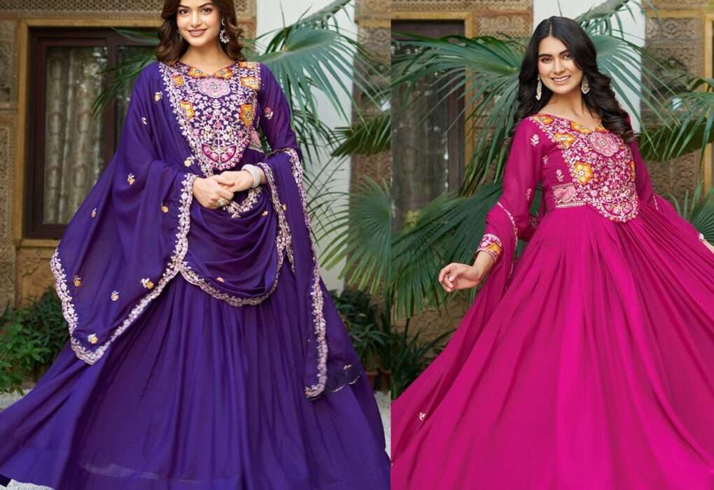 festival long gown with heavy dupatta