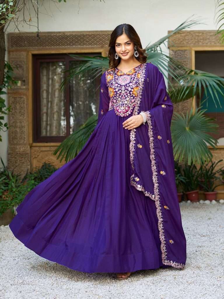festival long gown with heavy dupatta