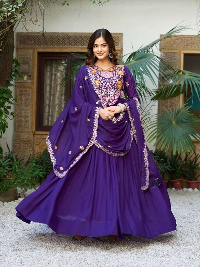 festival long gown with heavy dupatta