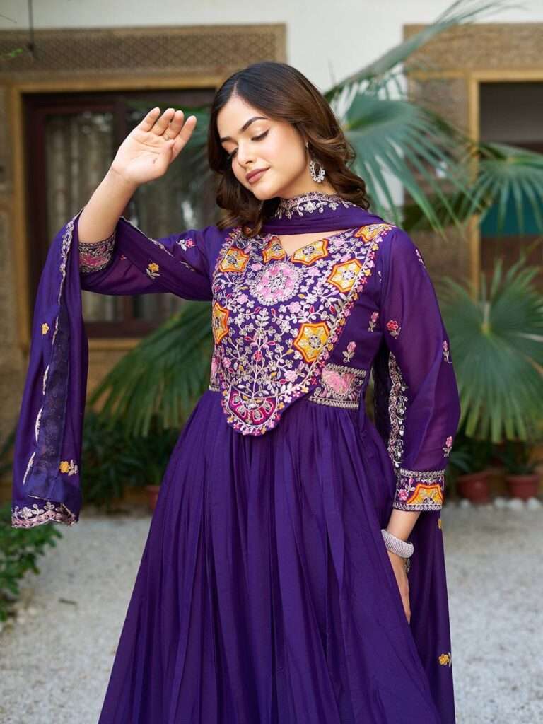 festival long gown with heavy dupatta