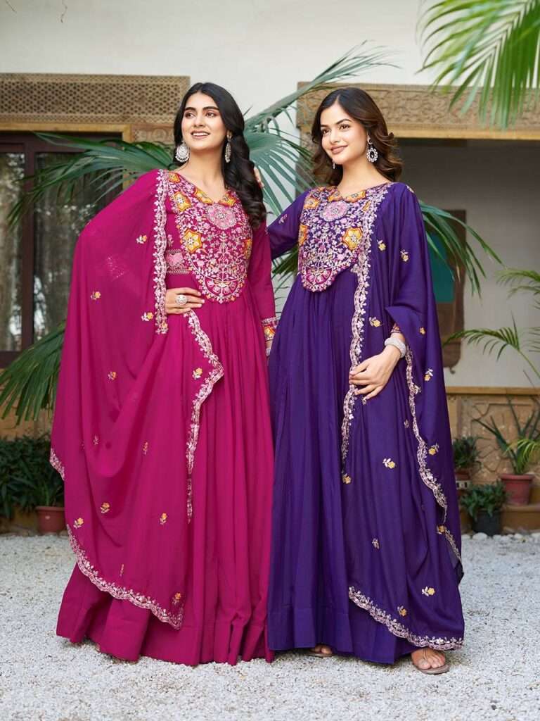 festival long gown with heavy dupatta
