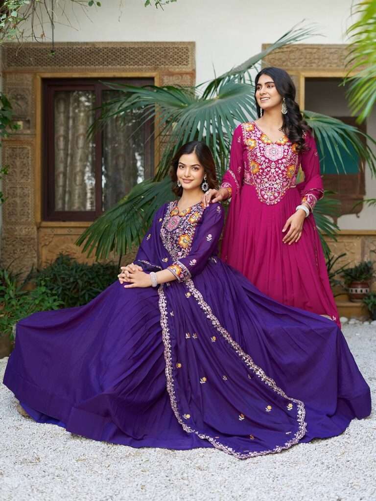 festival long gown with heavy dupatta